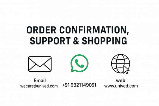 Shopping & Support with Unived: Email & WhatsApp